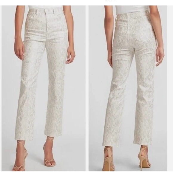 Express Cropped Straight Super High Rise Metallic Snake - Picture 3 of 6